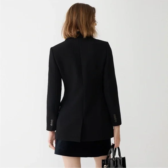 J. Crew evening blazer jacket in Italian double cloth wool blend black size 8